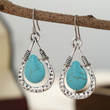 BOUCLES D'OREILLES VINTAGE RÉTRO EAU GOUTTE TURQUOISE PENDENTIF