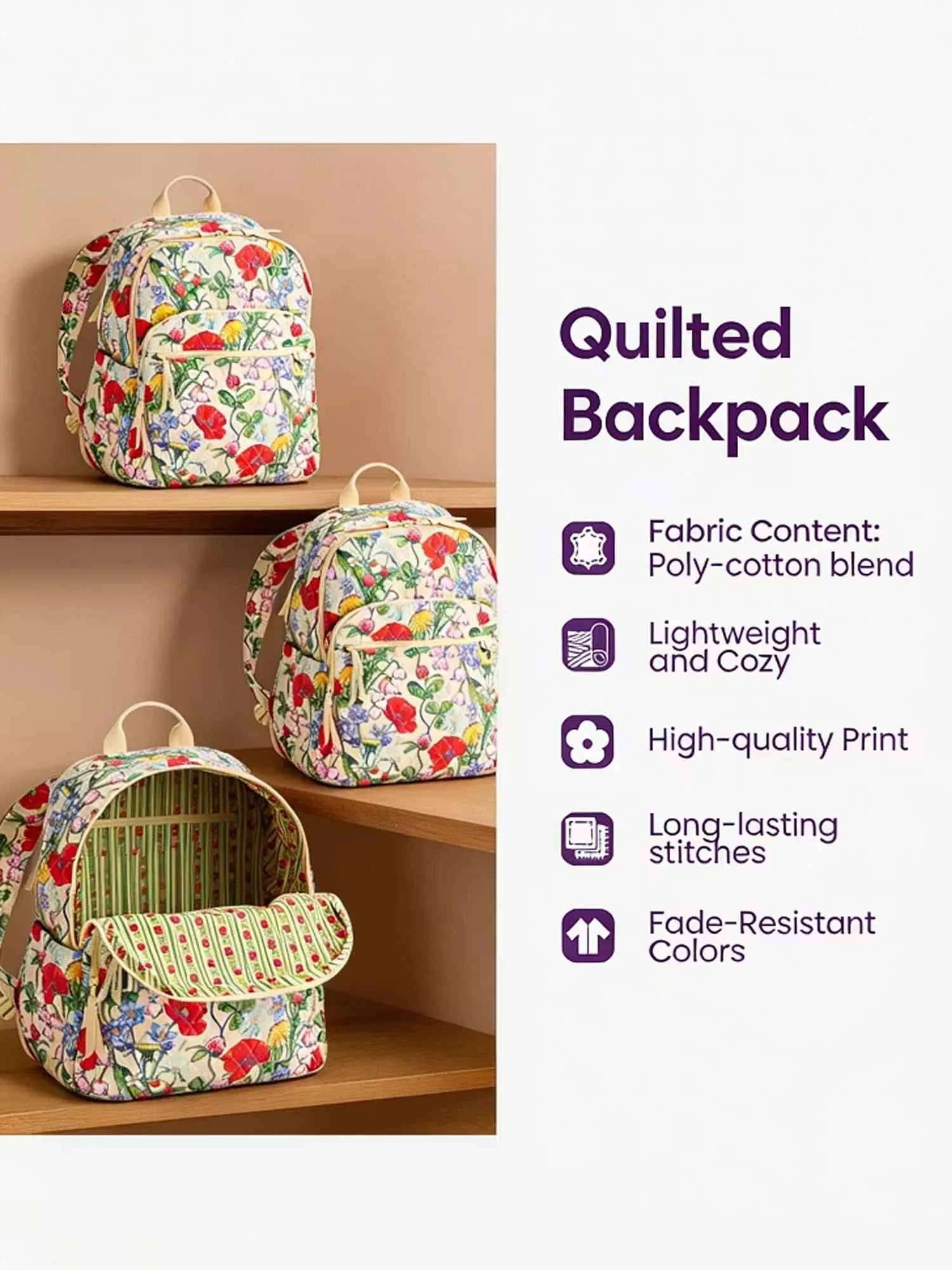 Calla Lily Quilted Backpack