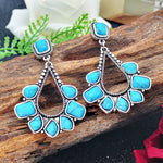 BOUCLES D'OREILLES VINTAGE ARGENT PLAQUÉ TURQUOISE GOUTTE