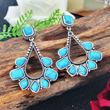 BOUCLES D'OREILLES VINTAGE ARGENT PLAQUÉ TURQUOISE GOUTTE