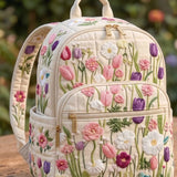 Wildflower Embroidery Quilted Backpack