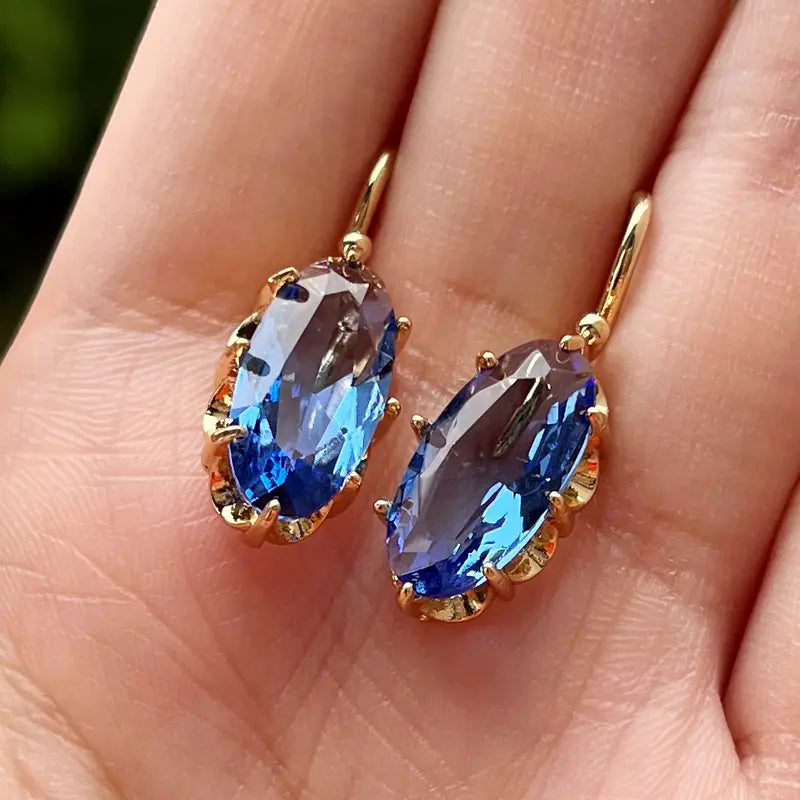 BOUCLES D'OREILLES BLEU FLORAISON | DORÉ OR