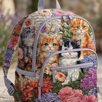 Floral Kitten Garden Quilted Backpack