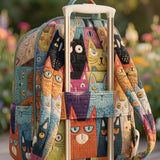 Colorful Cat Collage Quilted Backpack