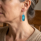 BOUCLES D'OREILLES TURQUOISE ARGENT PLAQUÉ RECTANGLE GOUTTE