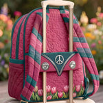Peace Sign Hippie Van Tulip Quilted Backpack