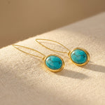 BOUCLES D'OREILLES TURQUOISE 925 STERLING ARGENT GOUTTE PENDENTIF
