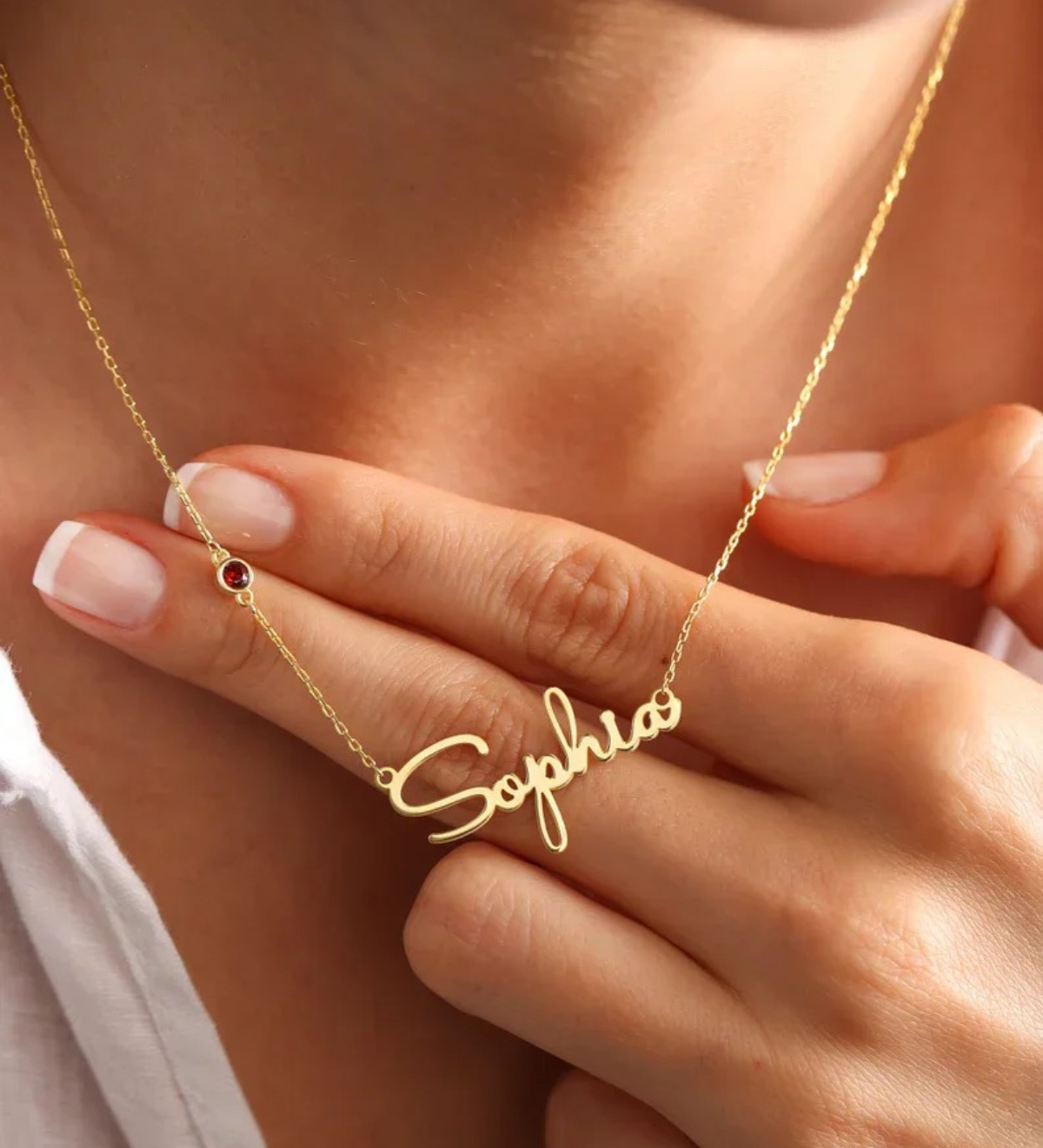 COLLIER PERSONNALISÉ AVEC PRÉNOM ET PIERRE DE NAISSANCE