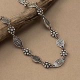 Bohemian Floral Swirl Spiral Pattern Short Choker Necklace