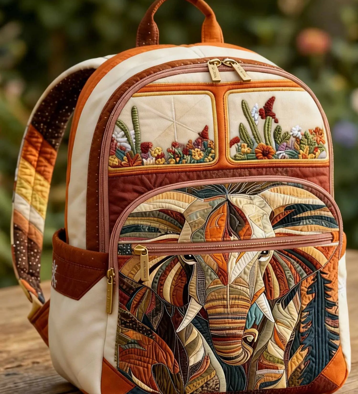 Boho Elephant Quilted Backpack