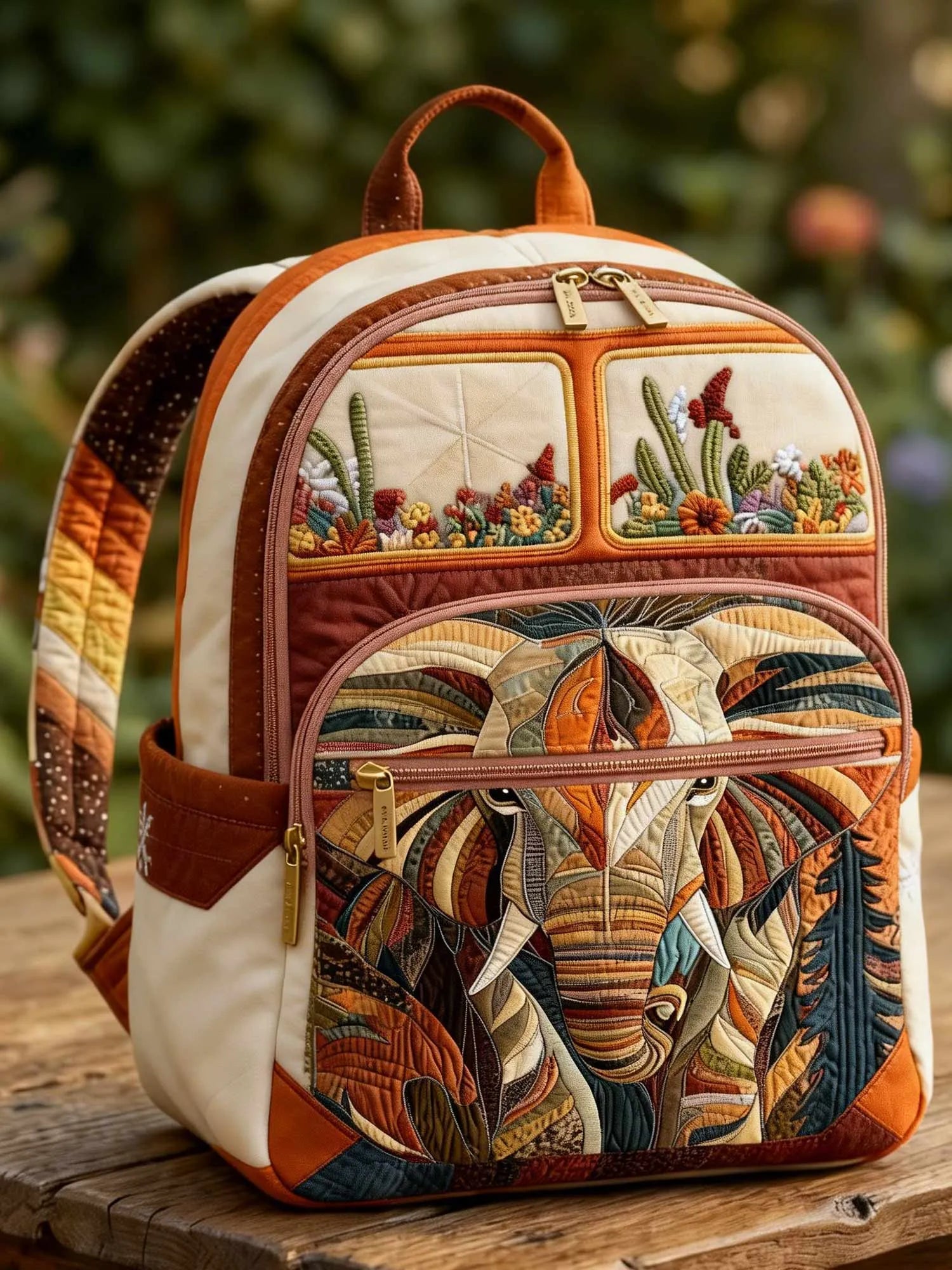 Boho Elephant Quilted Backpack