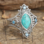 Bohemian Retro Style Blue Crystal Inlaid Turquoise Ring