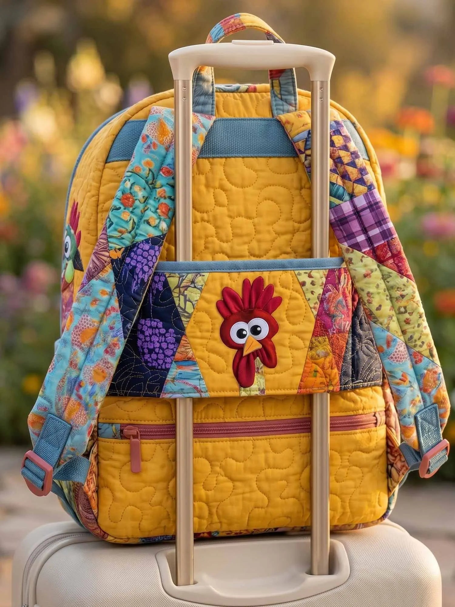 Whimsical Chicken Quilted Backpack