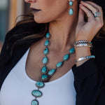 ÉLÉGANT VINTAGE TURQUOISE IMPOSANT COLLIERETBOUCLES D'OREILLES
