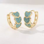 BOUCLES D'OREILLES ÉLÉGANT TURQUOISE CŒUR EN FORME DE DESIGN CRÉOLE
