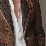 Blazer Donna con Pannello Stampato a Spina di Pesce