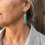 BOUCLES D'OREILLES ARGENT COULEUR GÉOMÉTRIE TURQUOISE RECTANGLE GOUTTE