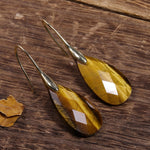 Bohemian Natural Stone Tiger Eye Drop Earrings