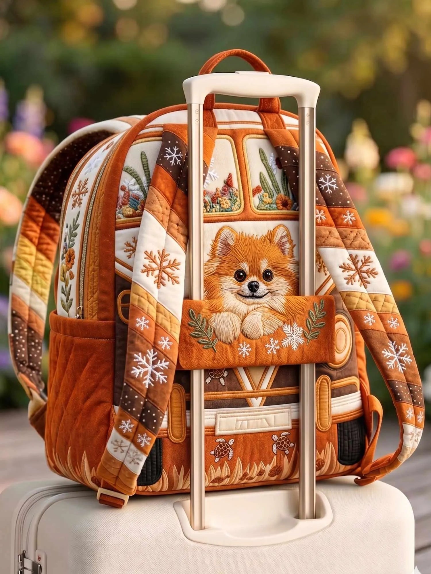 Pomeranian Cactus Quilted Backpack