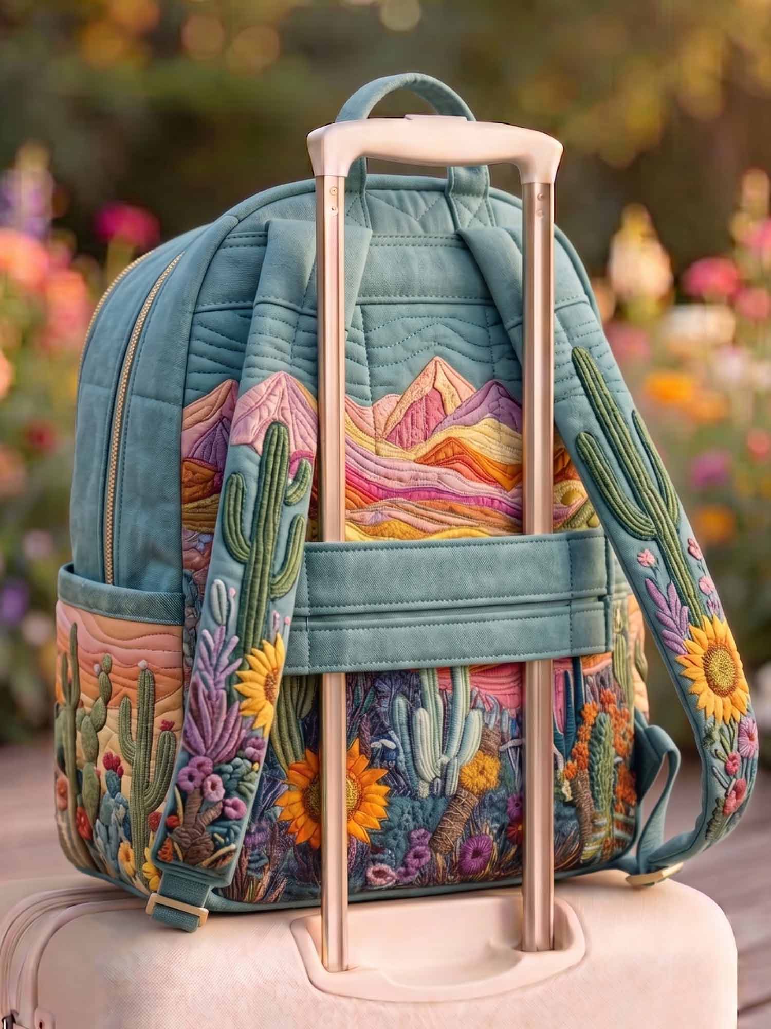 Desert Cactus Quilted Backpack