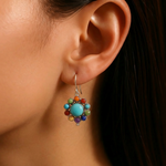BOUCLES D'OREILLES MULTICOLORE TURQUOISE CRÉOLE