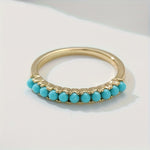 Bohemian Turquoise Beaded Gold Plated Band Ring