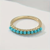 Bohemian Turquoise Beaded Gold Plated Band Ring