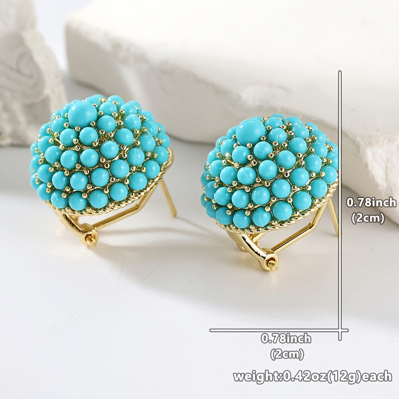 BOUCLES D'OREILLES ÉLÉGANT PALAIS TURQUOISE GRAPPE CLOU D'OREILLE