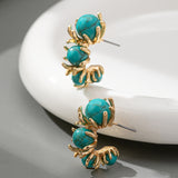 BOUCLES D'OREILLES TURQUOISE PERLÉ FLEUR DESIGN