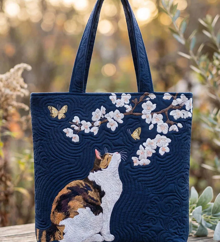 Cat Quilted Tote Bag