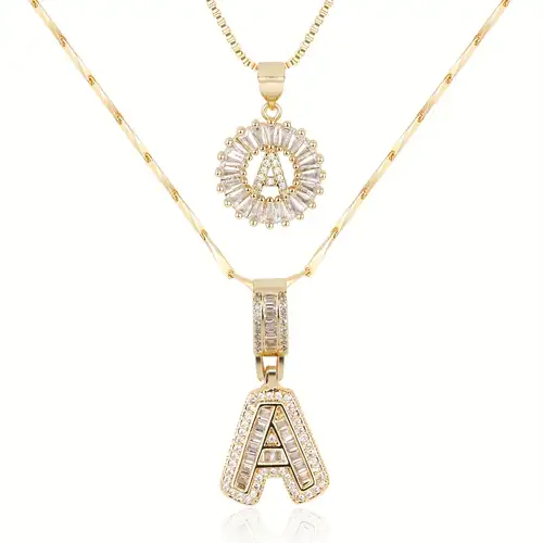 Ensemble Pavé Lettre Initiale Collier | Or