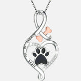 Lucky Paw necklace with heart, bone and infinity symbol