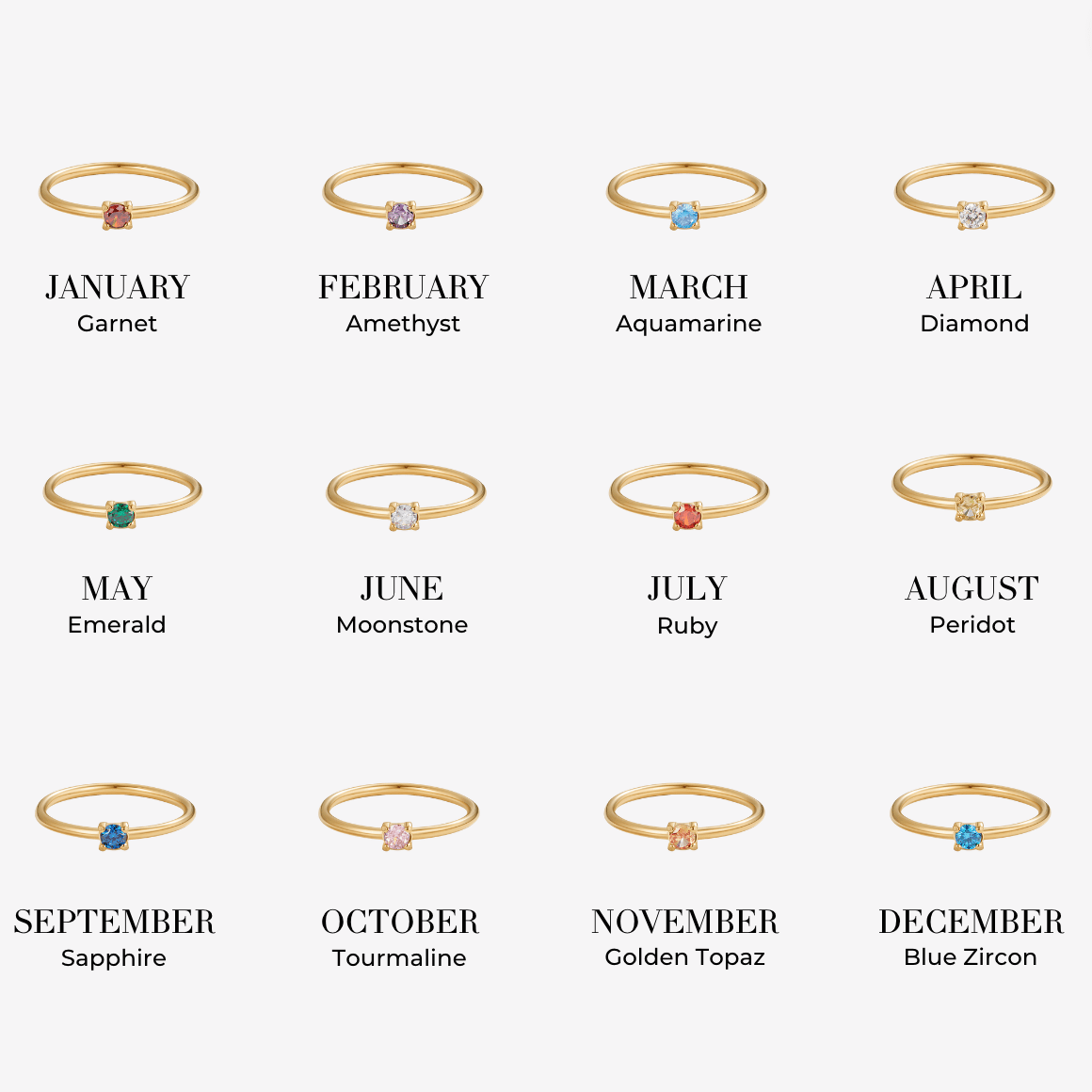 Birthstone Rings - Gold