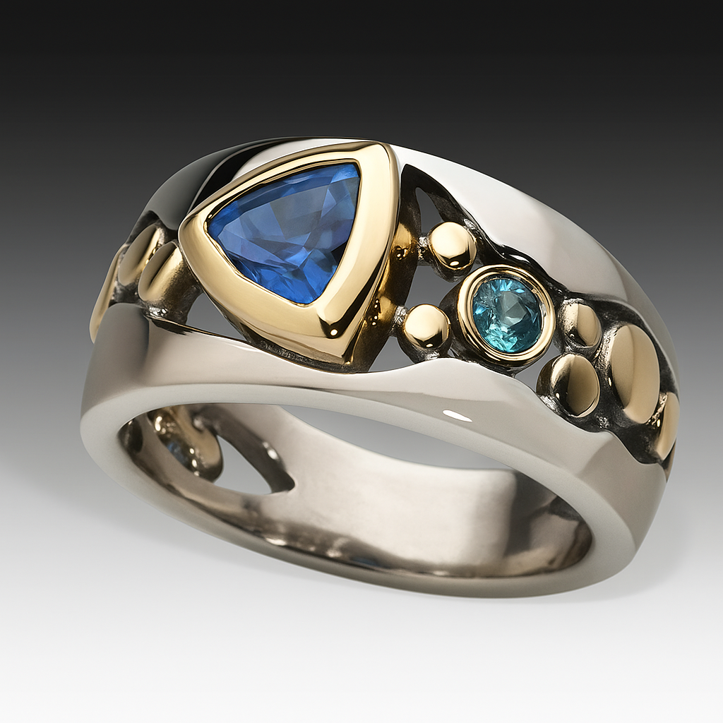 VINTAGE BLEU BAGUE CRISTAL