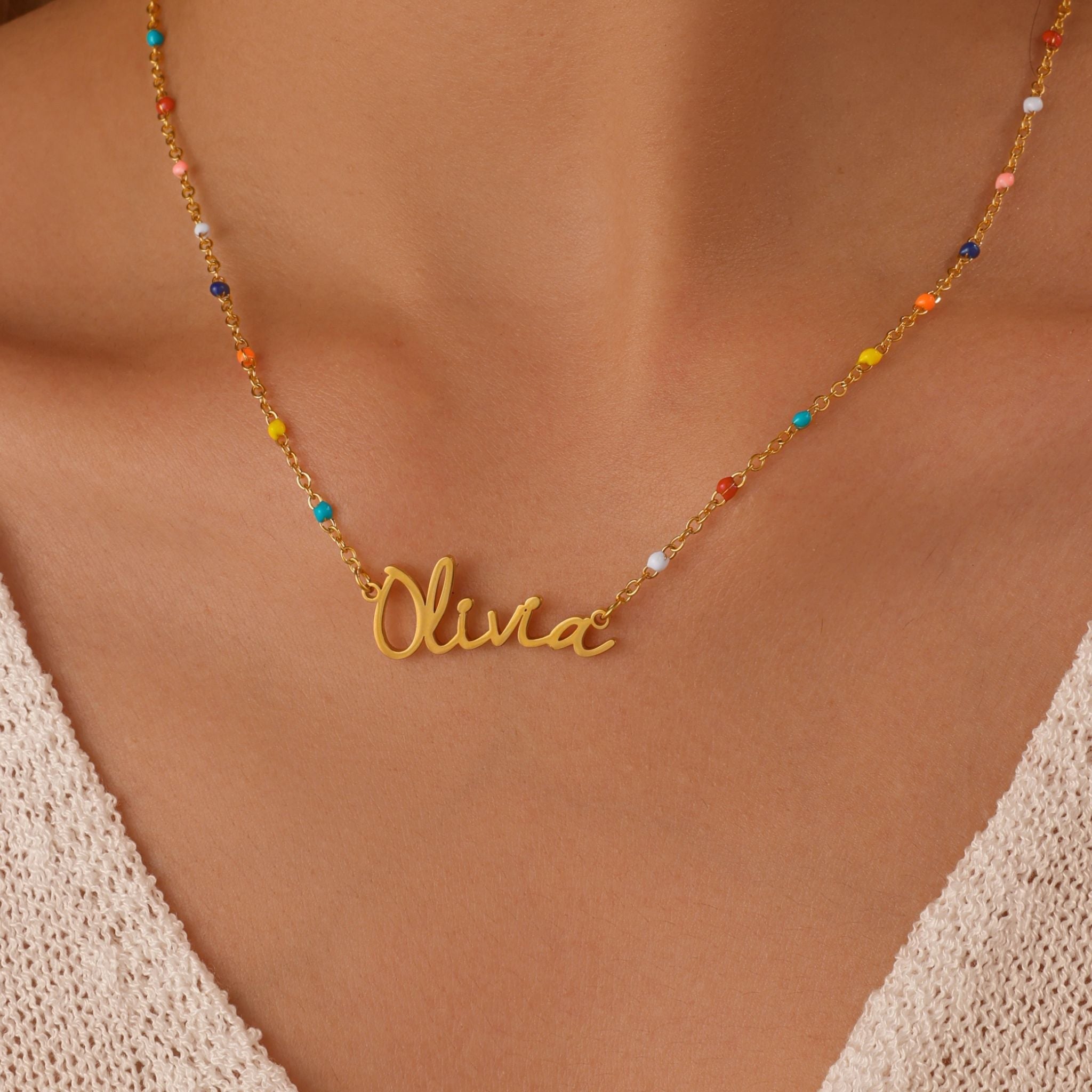 Boho Beaded Name Necklace - ALMAGIOIELLI