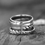 Elegant Bohemian Aztec Style Wide Band Silver Ring