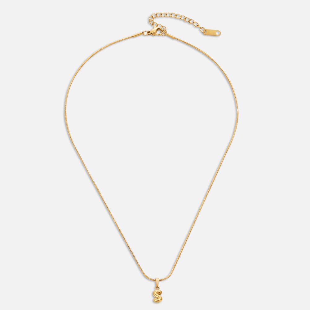 Sophisticated Bubble Letter Necklace - Gold