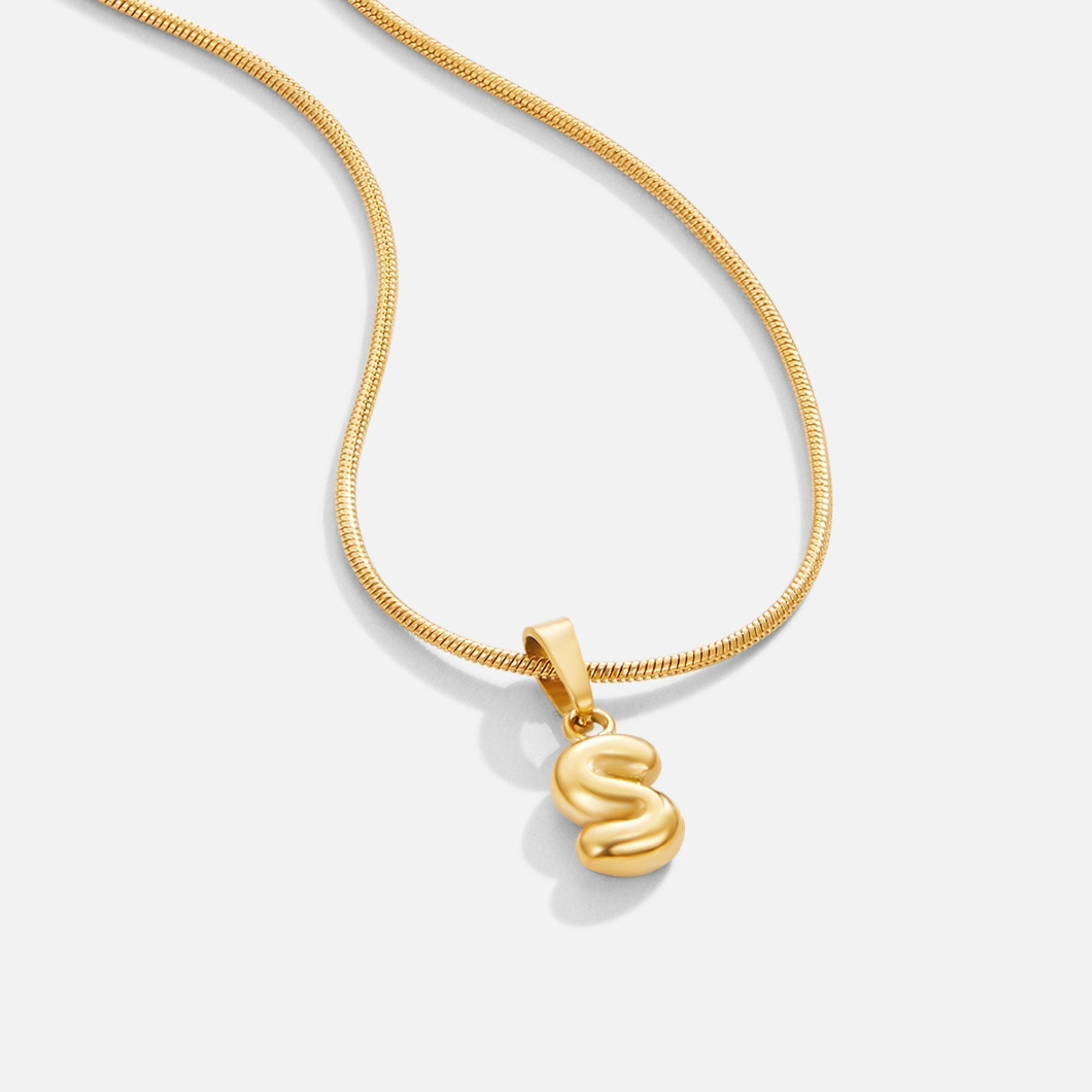 Sophisticated Bubble Letter Necklace - Gold