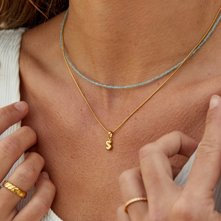 Sophisticated Bubble Letter Necklace - Gold