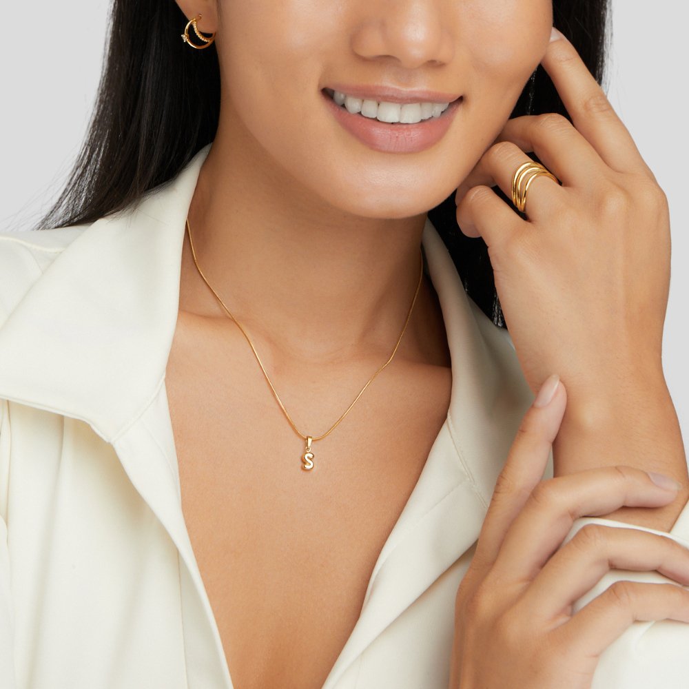 Sophisticated Bubble Letter Necklace - Gold