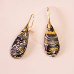 Natural Stone Black Yellow Stone Drop Earrings