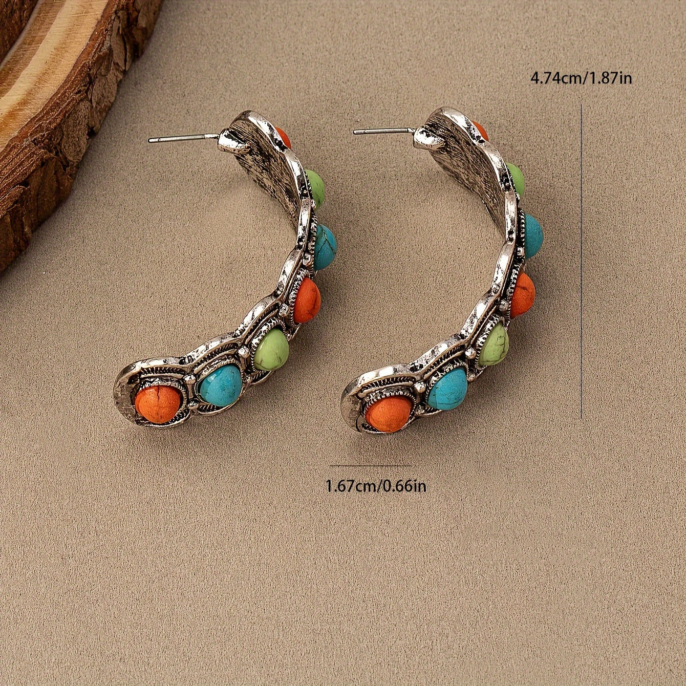 BOUCLES D'OREILLES SUD-OUEST AMÉRICAIN TURQUOISE ARGENT CRÉOLE
