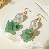 Bohemian Green Bead Drop Cluster Earrings