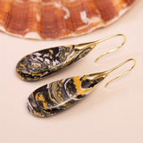 Natural Stone Black Yellow Stone Drop Earrings
