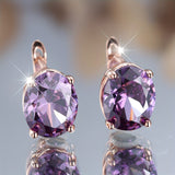 Elegant Boho Style Purple Cubic Zirconia Drop Earrings
