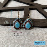BOUCLES D'OREILLES VINTAGE TURQUOISE GOUTTE RÉSINE
