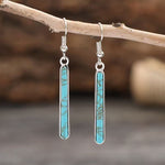 BOUCLES D'OREILLES ÉLÉGANT ANTIQUE ARGENT PLAQUÉ TURQUOISE GÉOMÉTRIE MOTIF GOUTTE
