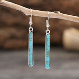 BOUCLES D'OREILLES ÉLÉGANT ANTIQUE ARGENT PLAQUÉ TURQUOISE GÉOMÉTRIE MOTIF GOUTTE