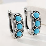 BOUCLES D'OREILLES VINTAGE IMPOSANT TURQUOISE PERLE CRÉOLE