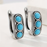 BOUCLES D'OREILLES VINTAGE IMPOSANT TURQUOISE PERLE CRÉOLE